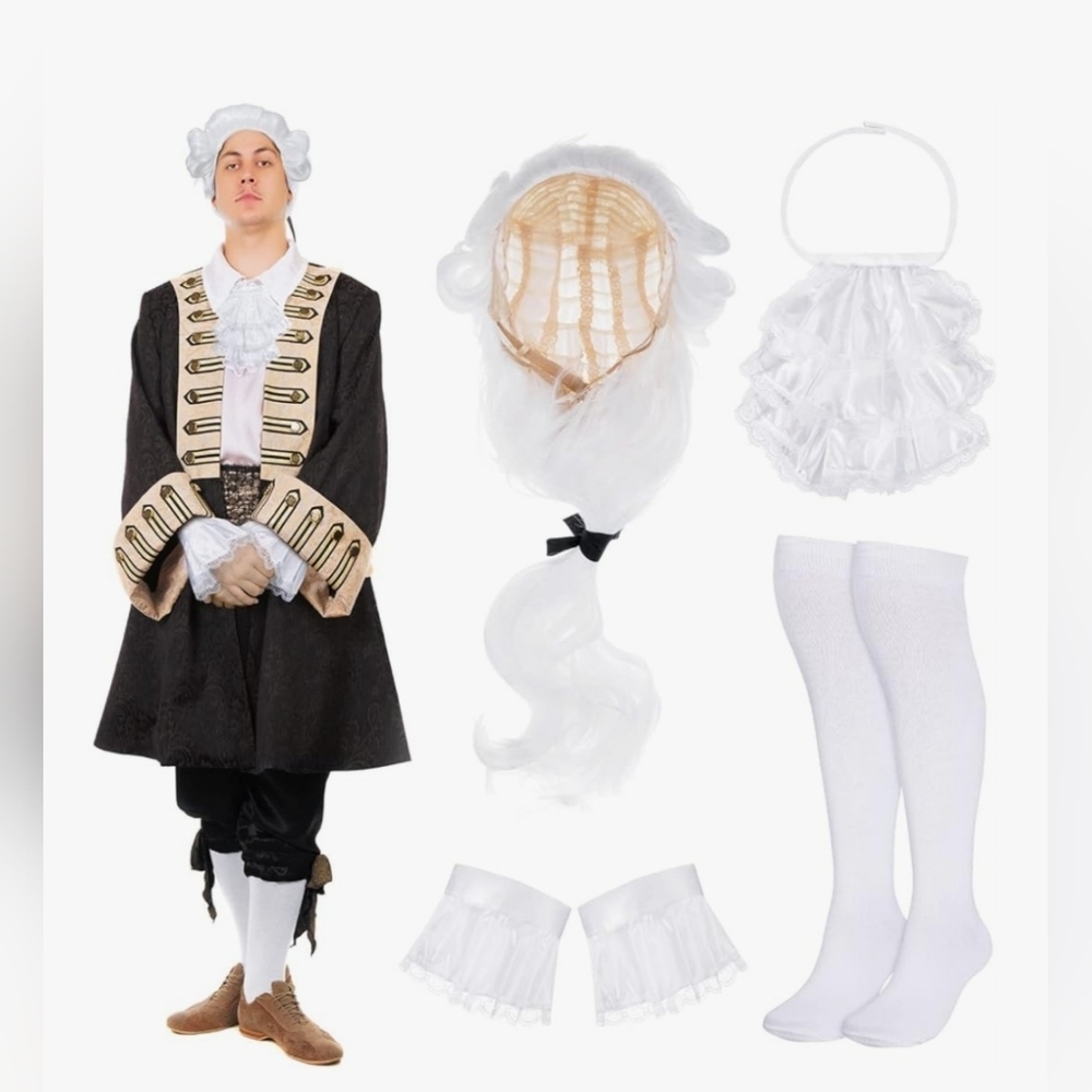 Funtery Halloween Colonial Costume Founding Father Historical Judge Cosplay